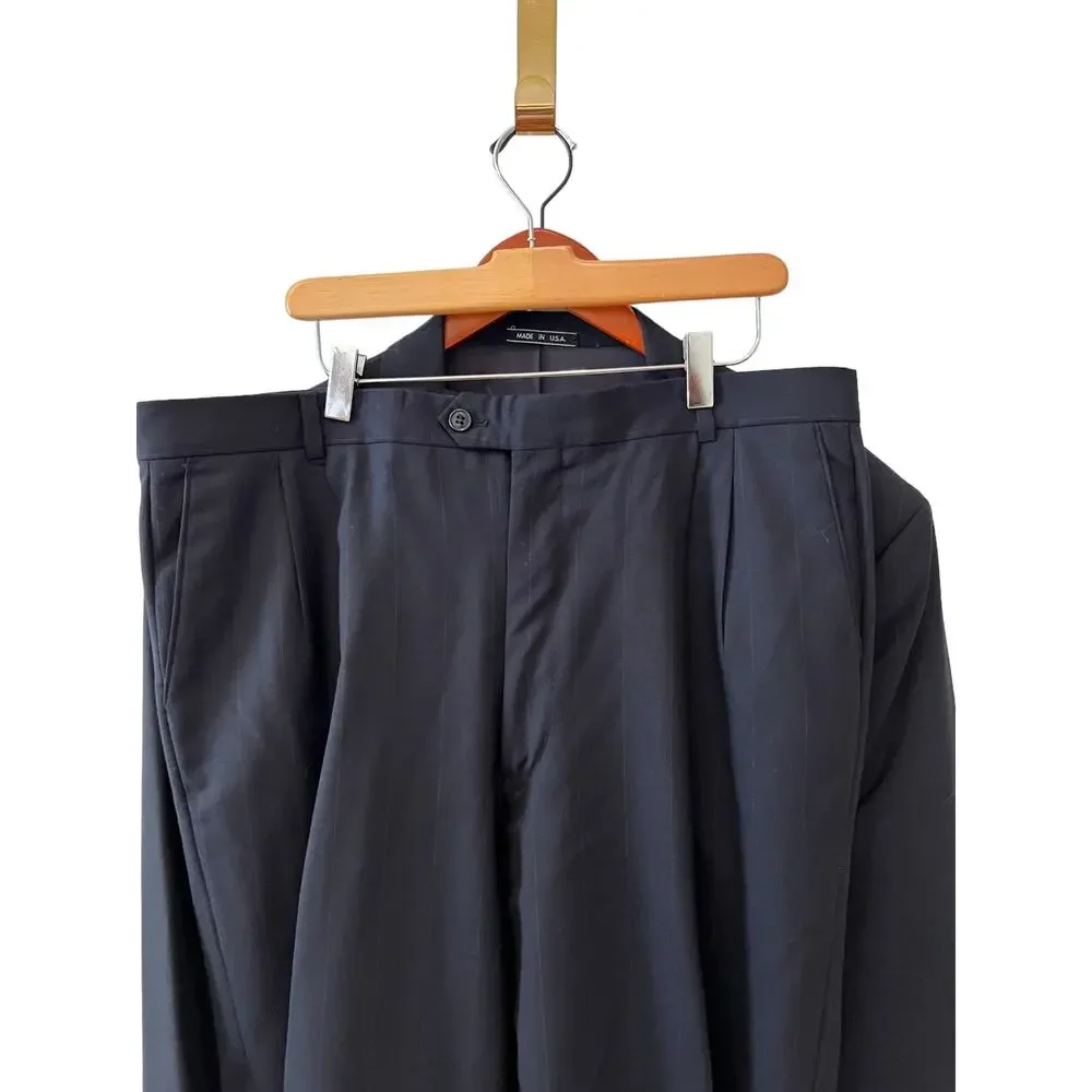 Emanuel Ungaro Uomo Classic Blazer Navy Blue Pinstripe Suit 44L